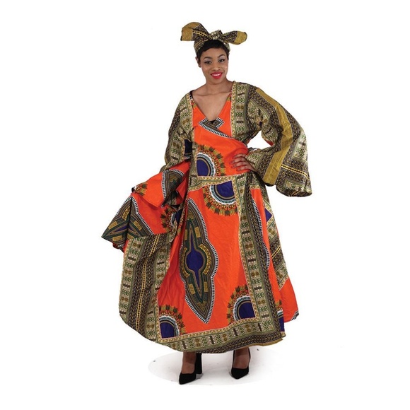 Traditional Print Wrap Dress - Picture 3 of 4